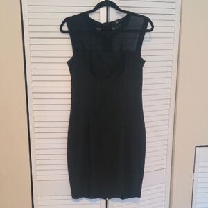 H&M Black Sheath Mini Dress with Sheer Yoke